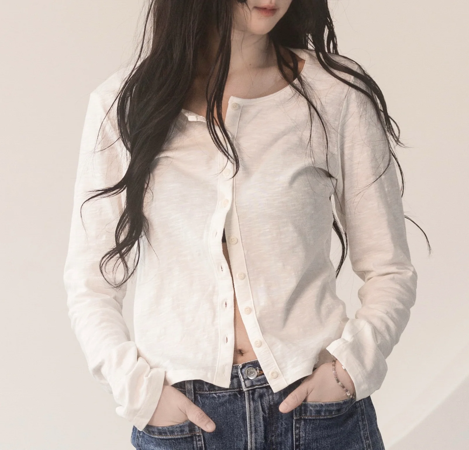 Premium Cotton Slub Cardigan-Close To You