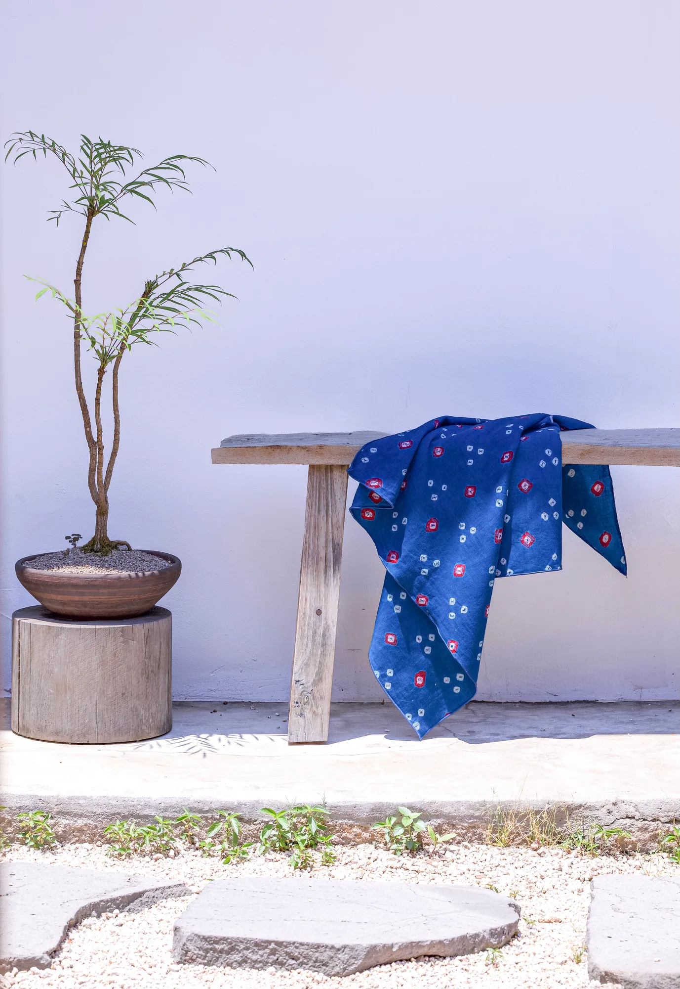 SOOM Natural-Dye Fabric tapestry & scarf -AQUA 7