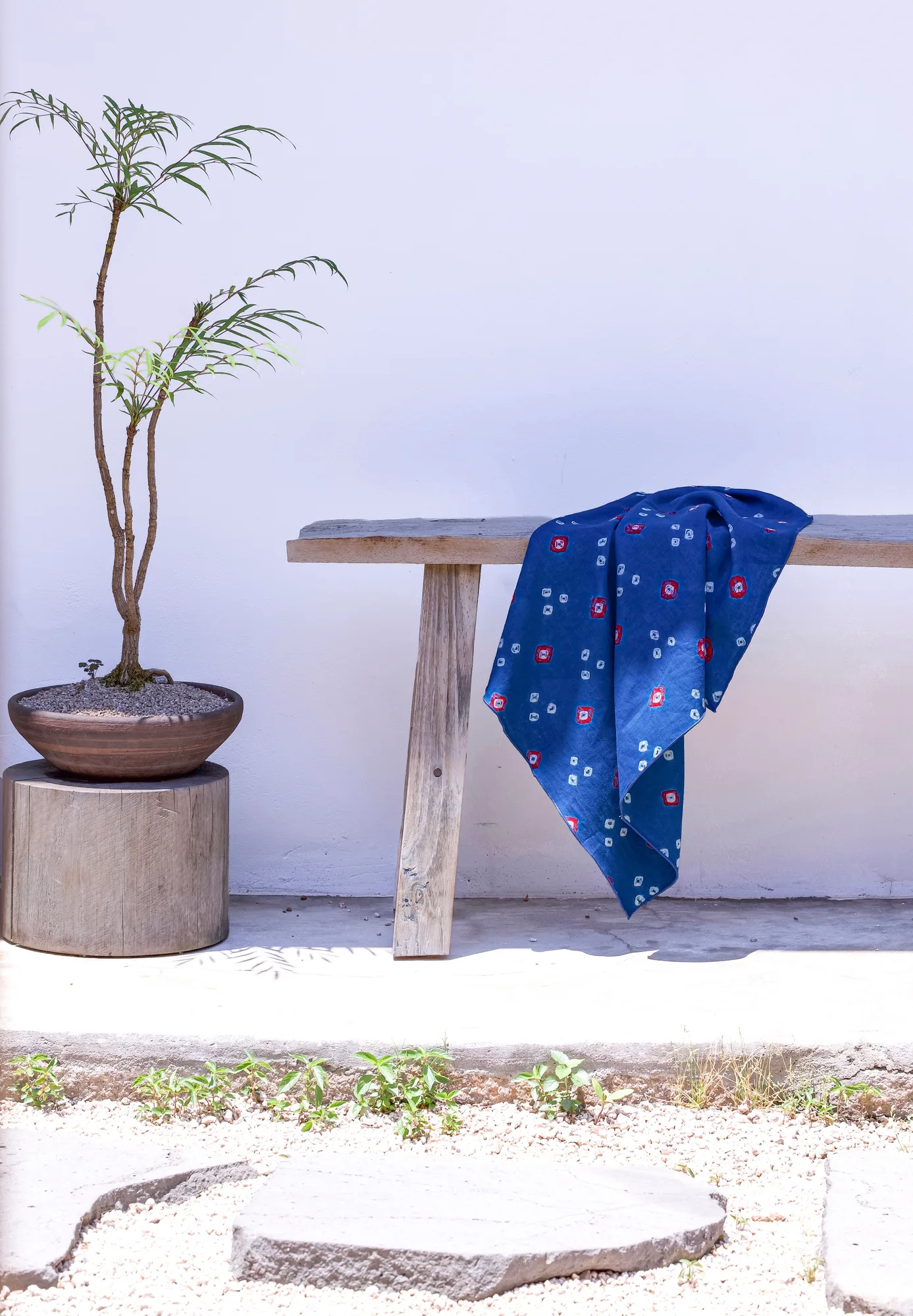 SOOM Natural-Dye Fabric tapestry & scarf -AQUA 12