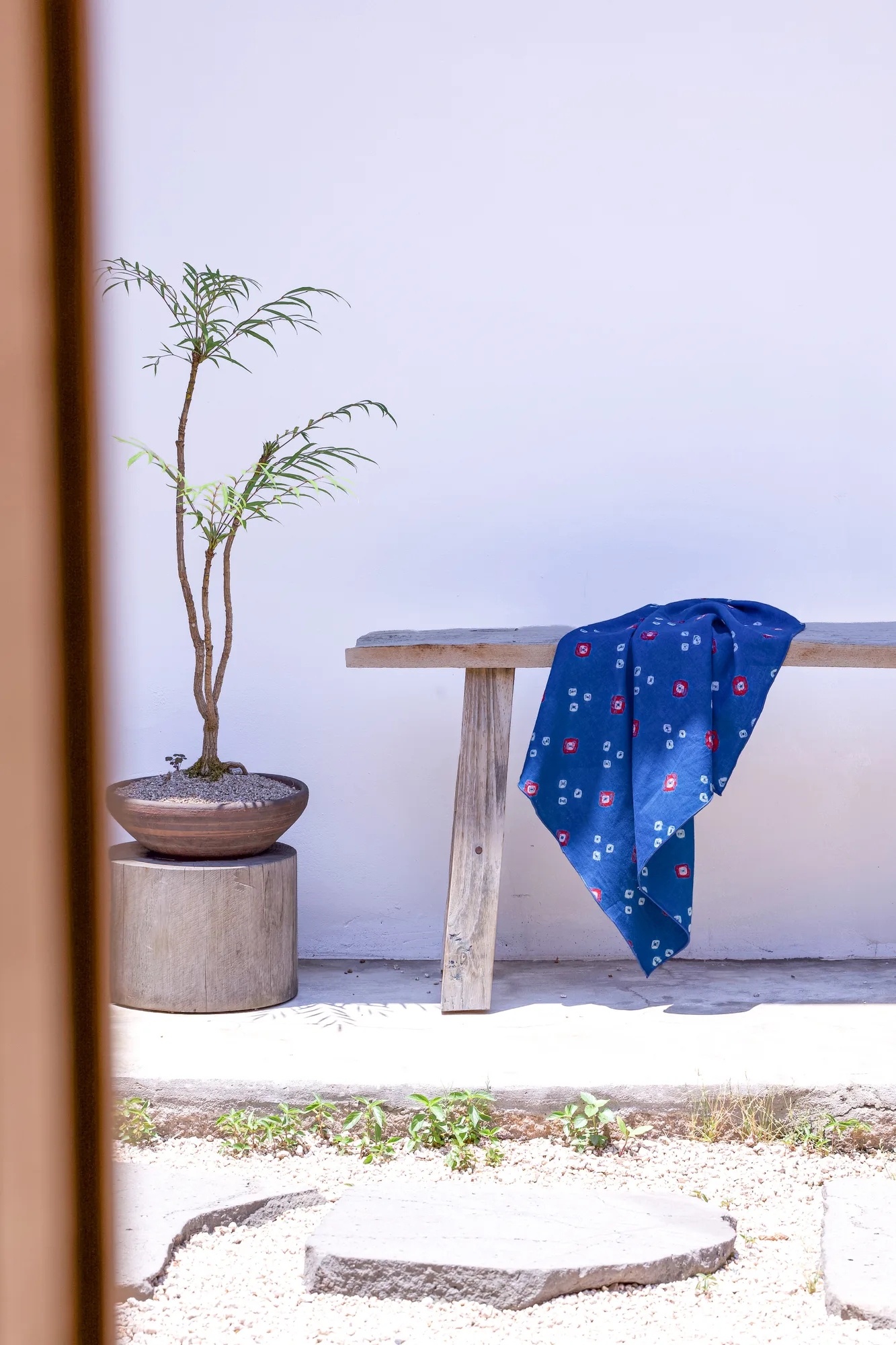 SOOM Natural-Dye Fabric tapestry & scarf -AQUA 13